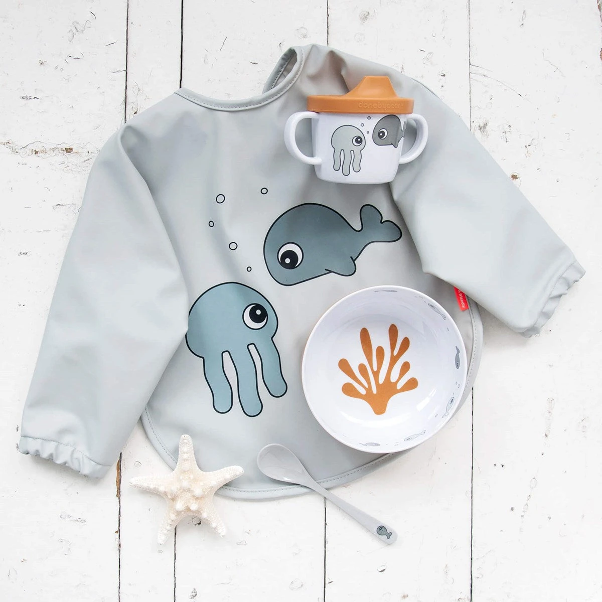 Done By Deer Feeding Long Sleeve Bib 6-18 M Sea Friends 6 Done By Deer Feeding Long Sleeve Bib 6-18 M Sea Friends