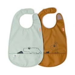 Done By Deer Bib Velcro 2 Pack Deer Friends Feeding