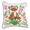 Only Natural Cushion Bear With Flowers Linen