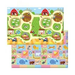 Lots 4 Tots Playmat Busy Farm Print 2 Sides Linen
