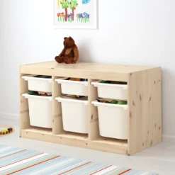 Ikea Trofast Combination Wood + 6 Boxes