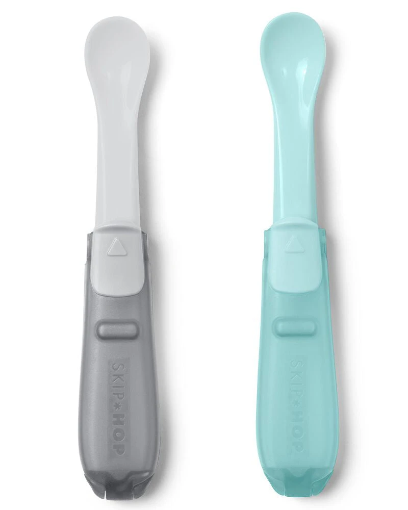 Skip Hop Feeding Easy Fold Travel Spoons- Grey 4 Skip Hop Feeding Easy Fold Travel Spoons- Grey