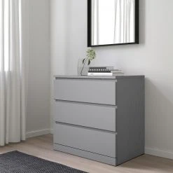 Ikea Malm Dresser 3 Drawers Grey