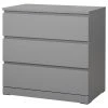 Ikea Malm Dresser 3 Drawers Grey