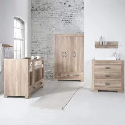 Kidsmill Lodge Grey Oak Cot-Bed 70x140 Incl. 2 Drawers Baby Furniture